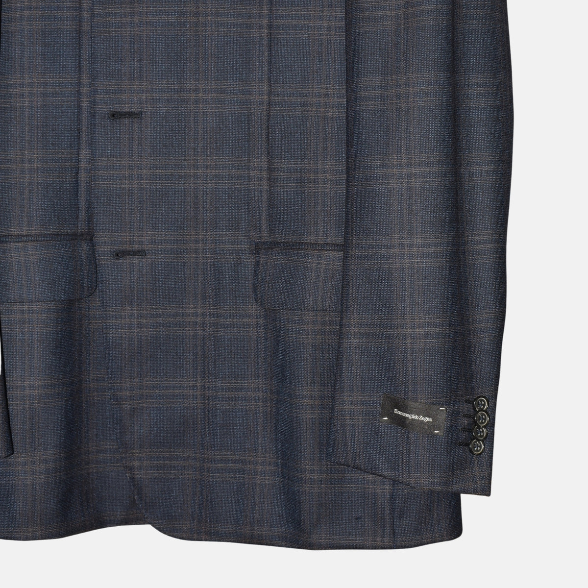 Blue/Grey Checked Wool/Cashmere Blazer (EU 52)