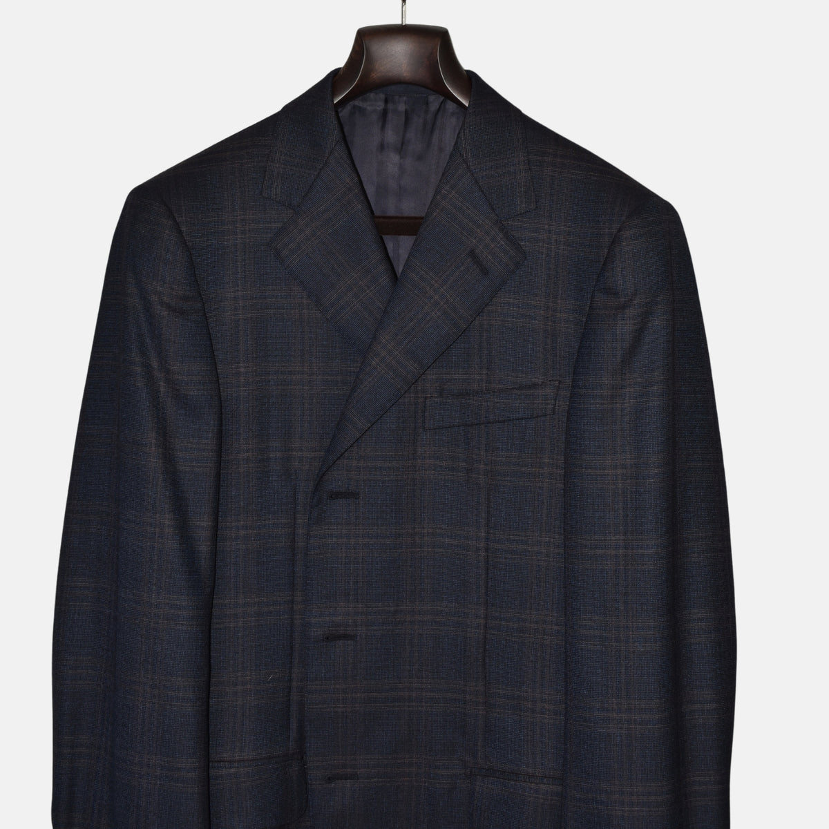 Blue/Grey Checked Wool/Cashmere Blazer (EU 52)