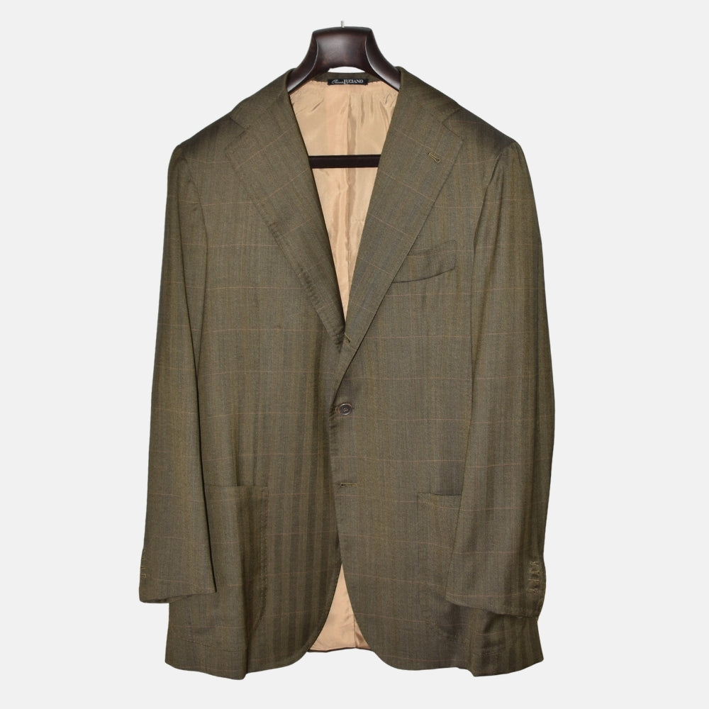 Brauner/Grüner Blazer aus Schurwolle (EU 52)