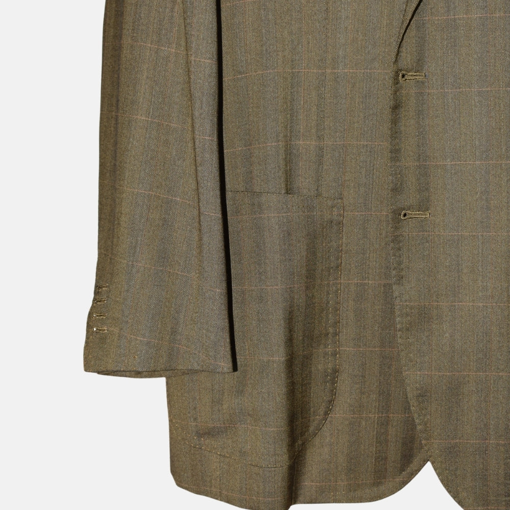 Brauner/Grüner Blazer aus Schurwolle (EU 52)