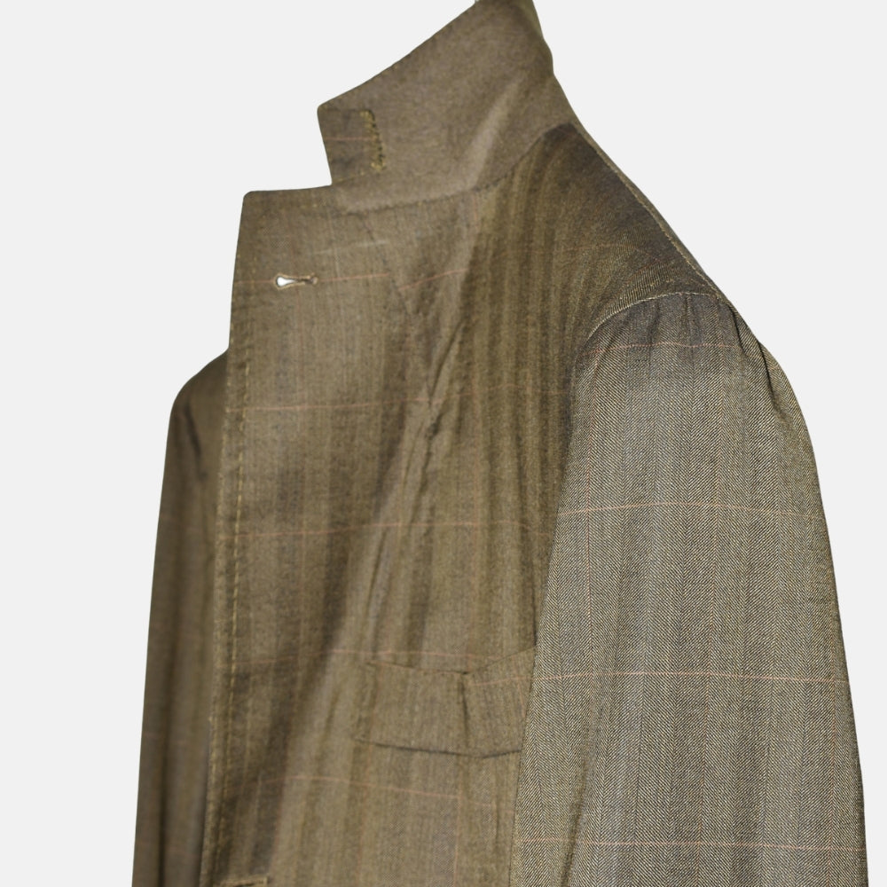 Brauner/Grüner Blazer aus Schurwolle (EU 52)