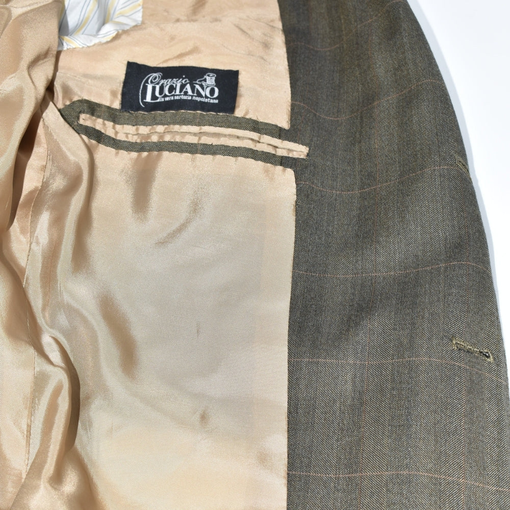 Brauner/Grüner Blazer aus Schurwolle (EU 52)