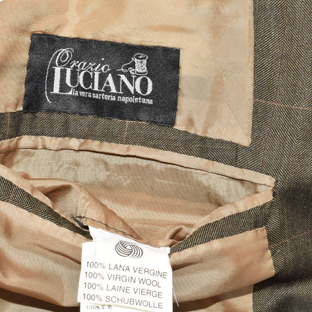 Brauner/Grüner Blazer aus Schurwolle (EU 52)