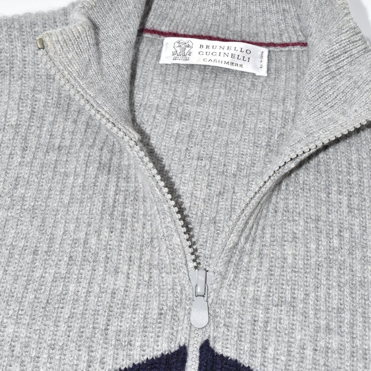 Grey/Navy Cashmere Zipper-Jacket (EU 48)