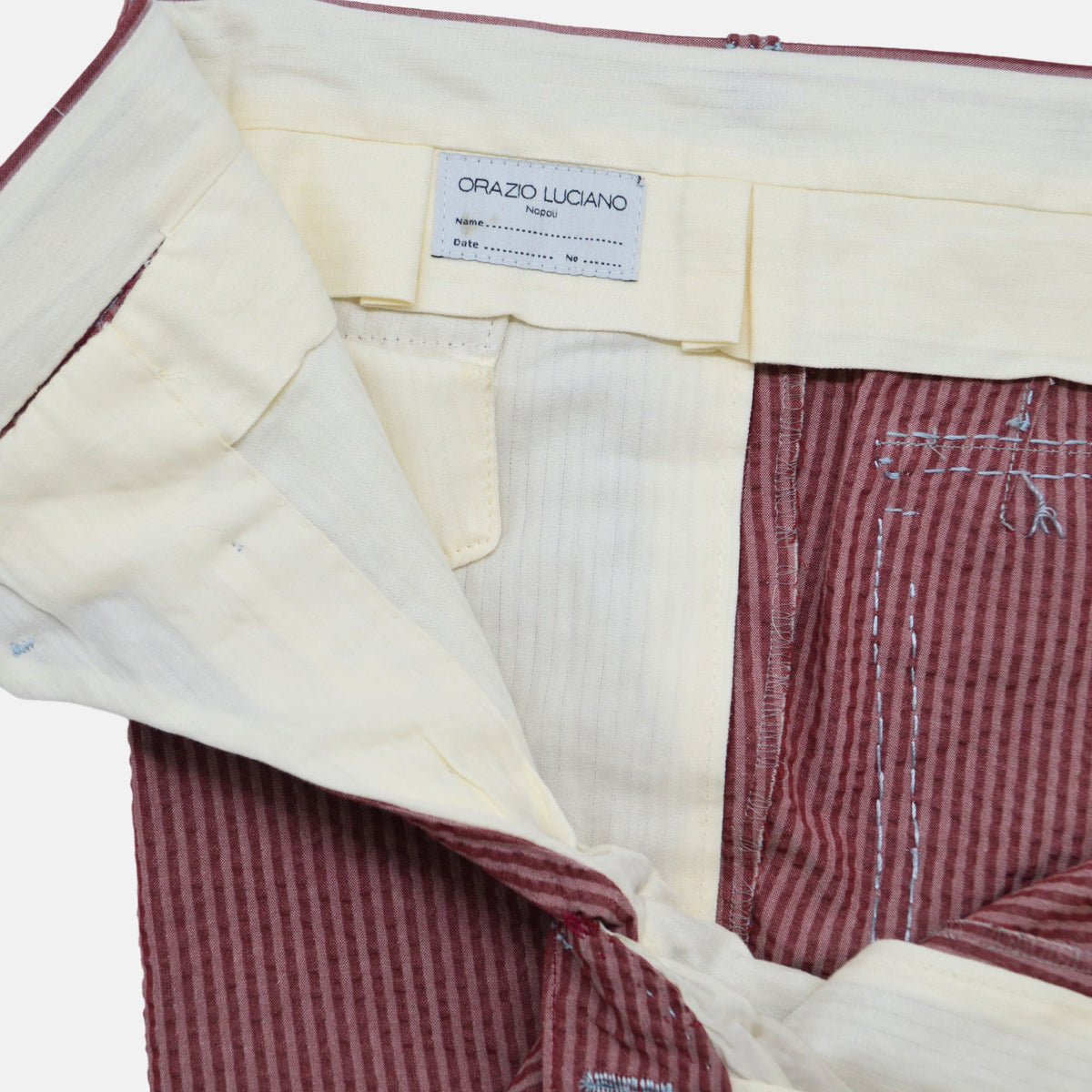 Bordeaux Striped Seersucker Suit made of Cotton (EU 54)