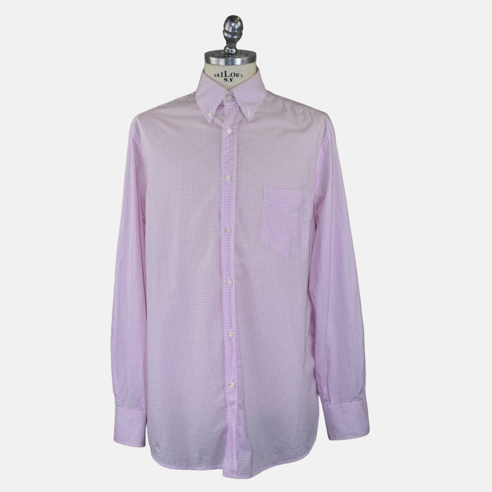 White-Pink Cotton Checked Shirt
