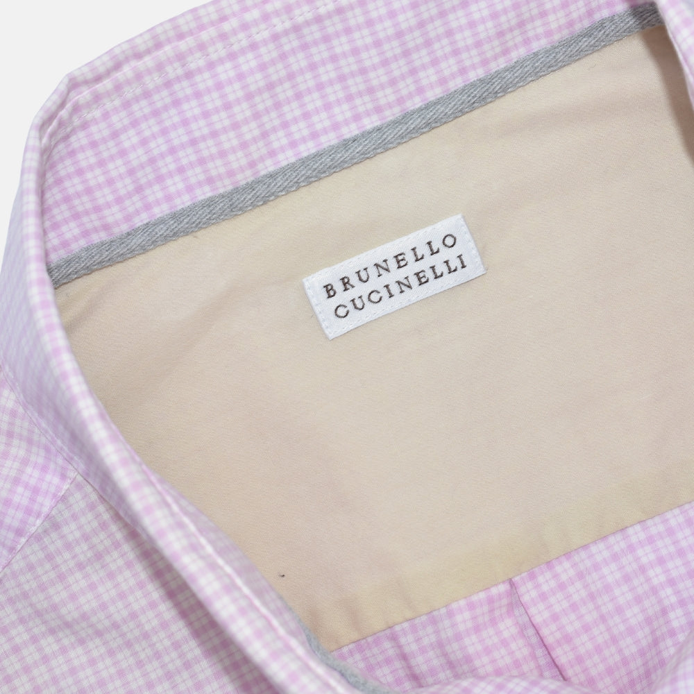 White-Pink Cotton Checked Shirt
