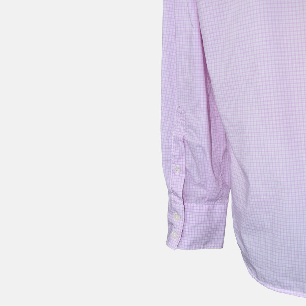 White-Pink Cotton Checked Shirt