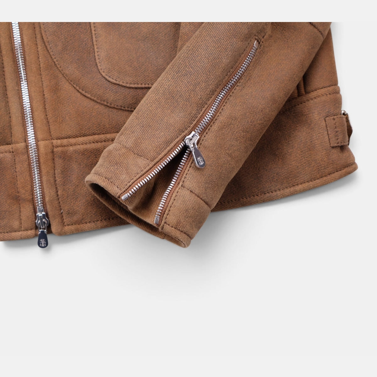 Brunello Cucinelli Calf Shearling Lined Aviator Jacket Brown (M)