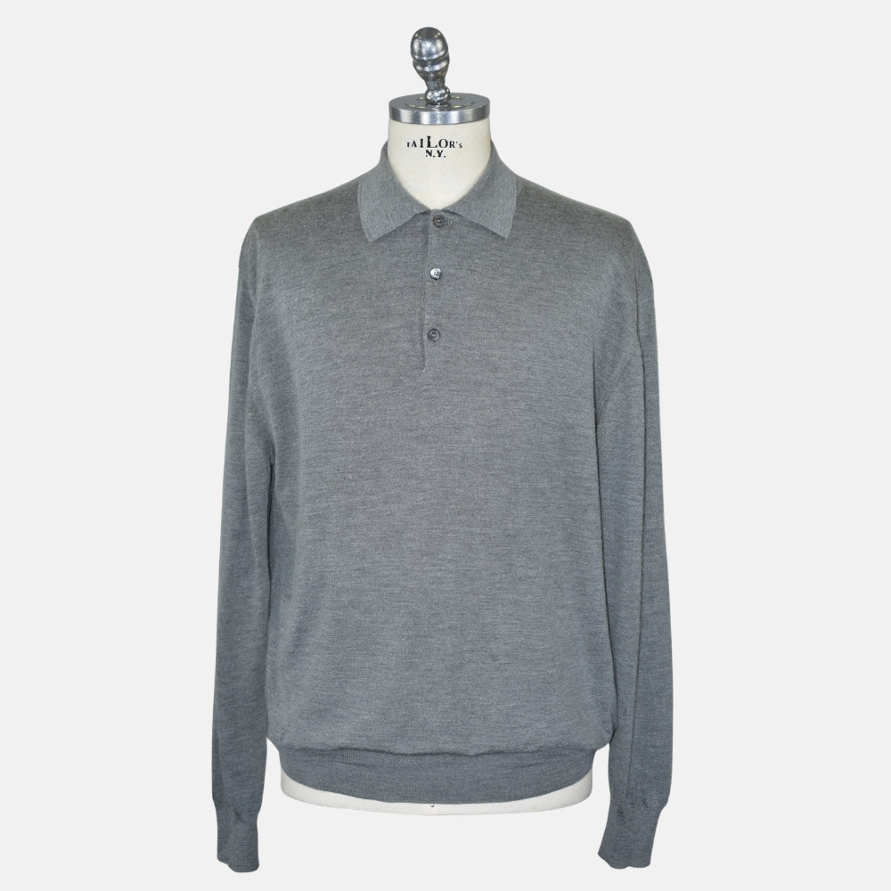 Grey Cashseta Longsleeve Polo (EU 60)