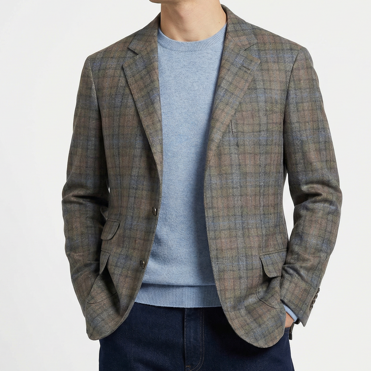 Checked Green Blazer Wool/Cashmere