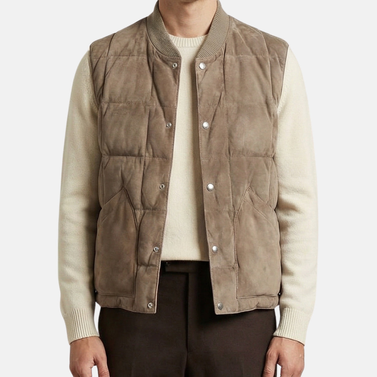 Brown/Red Reversible Down Suede Vest (L)