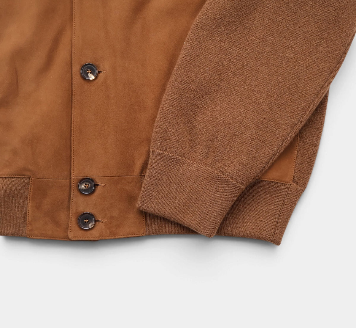 Brown Suede Cashmere Bomber Jacket