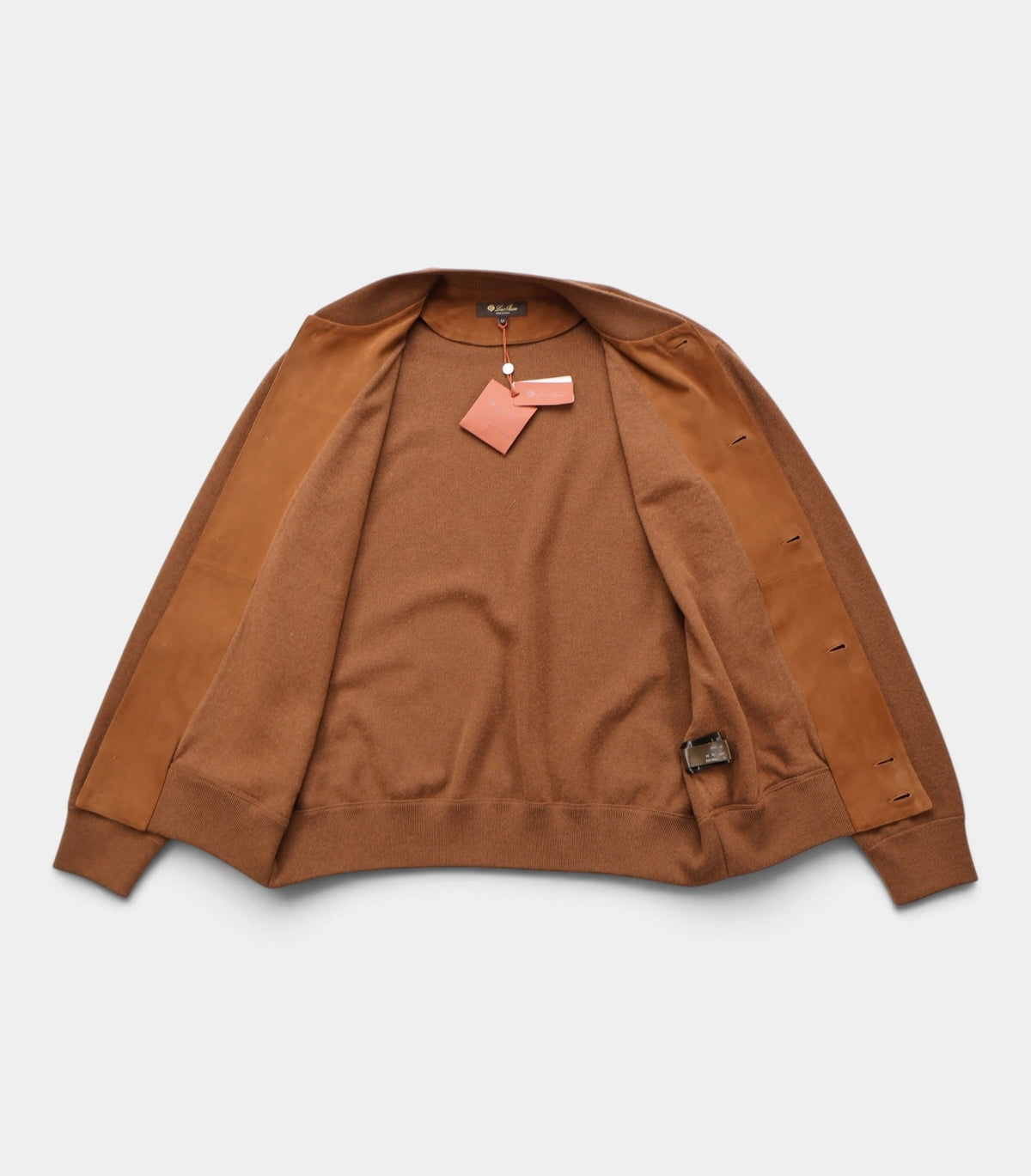 Brown Suede Cashmere Bomber Jacket