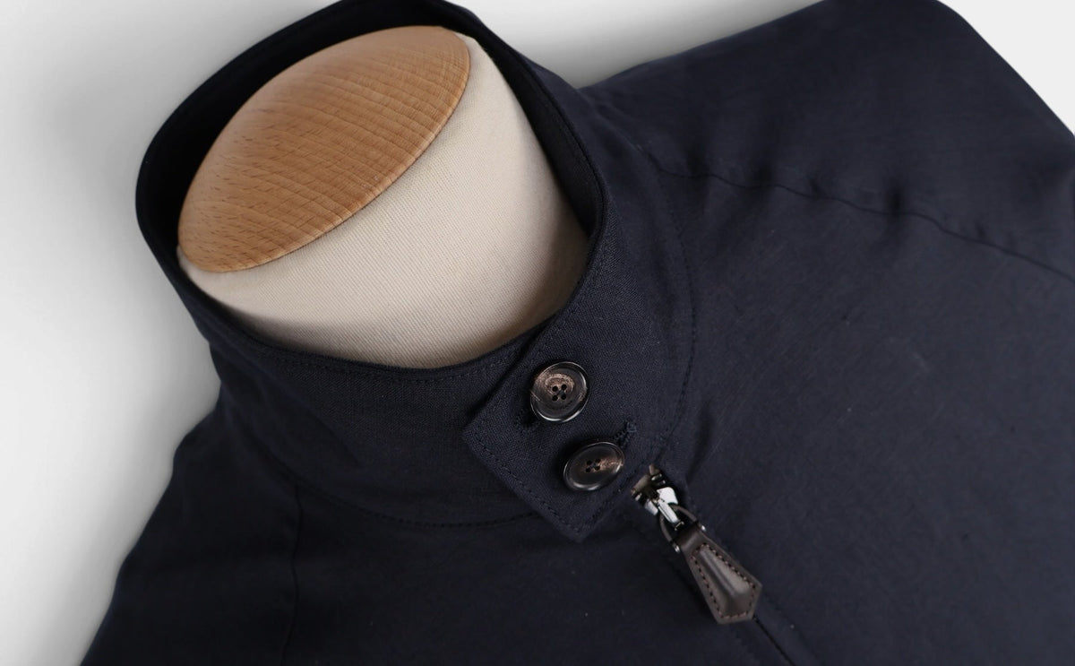 Navy Mason Linen Bomber