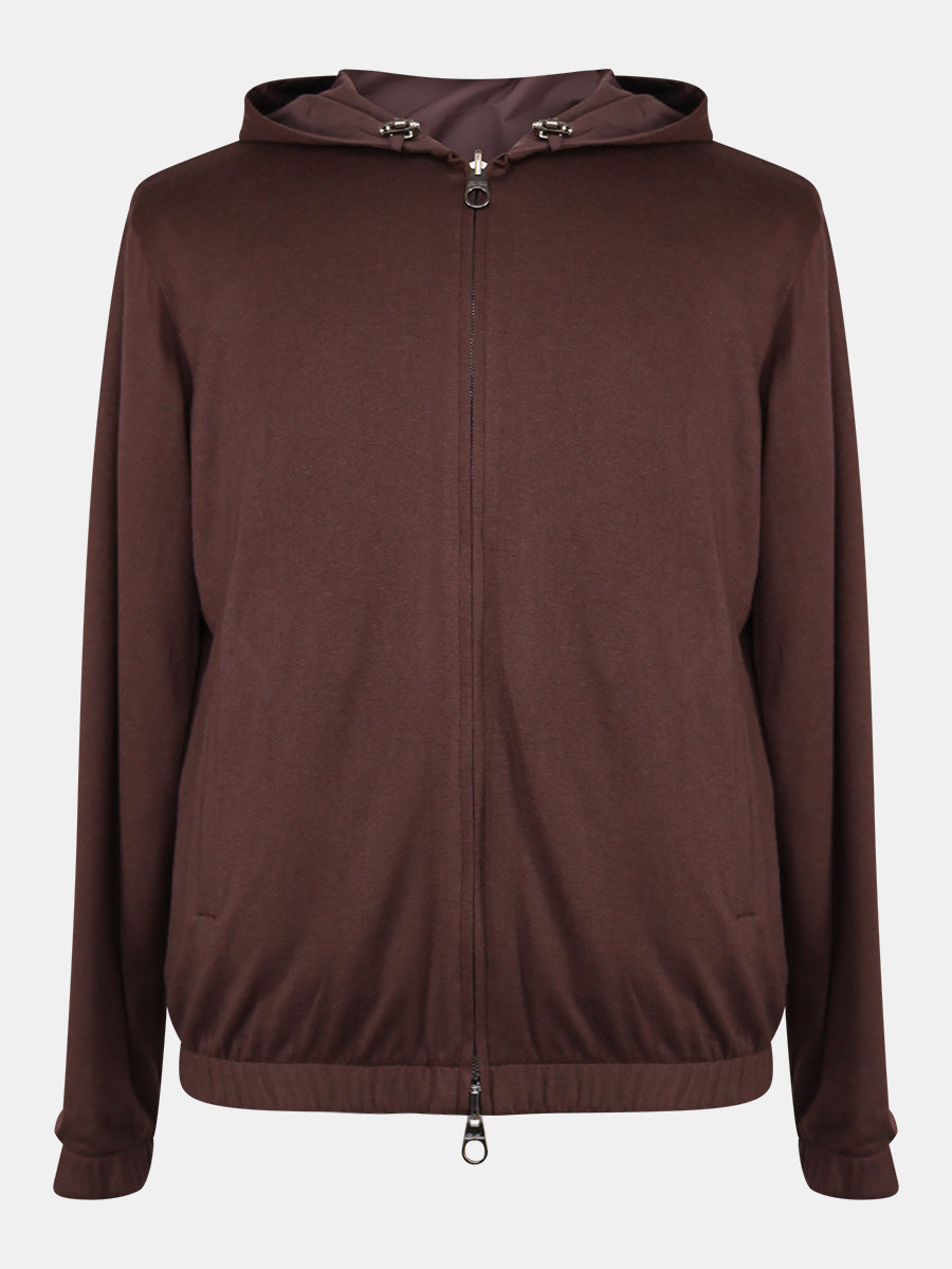 Purple Reversible Hooded Cashmere Bomber
