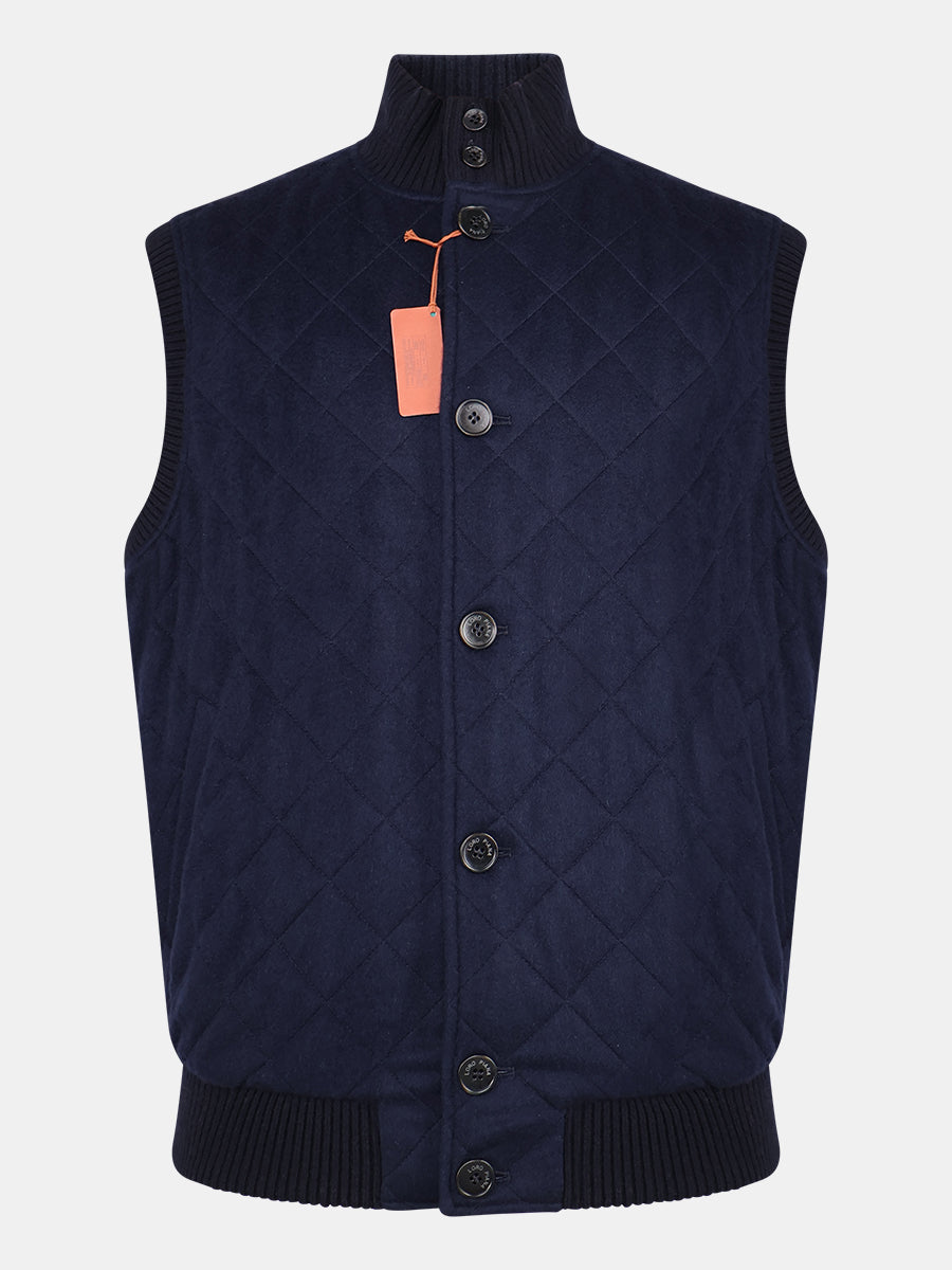 Navy Quilted Carry Cashmere Gilet