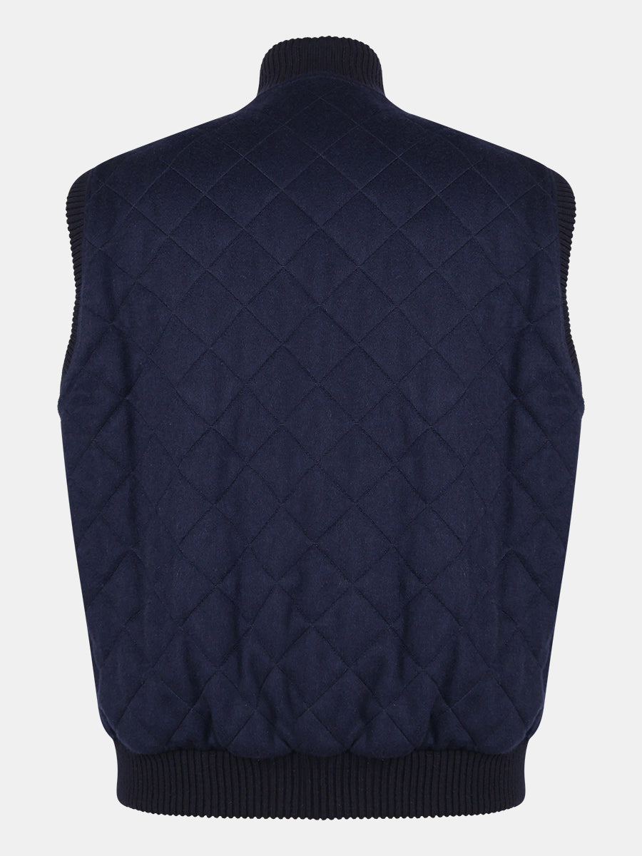 Navy Quilted Carry Cashmere Gilet