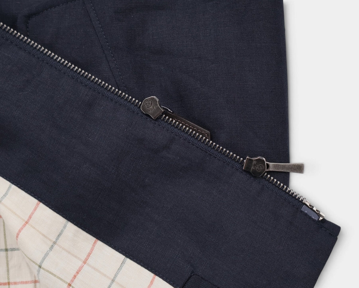 Navy Mason Linen Bomber
