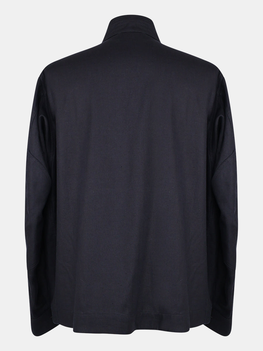 Navy Kody Linen Blouson Jacket