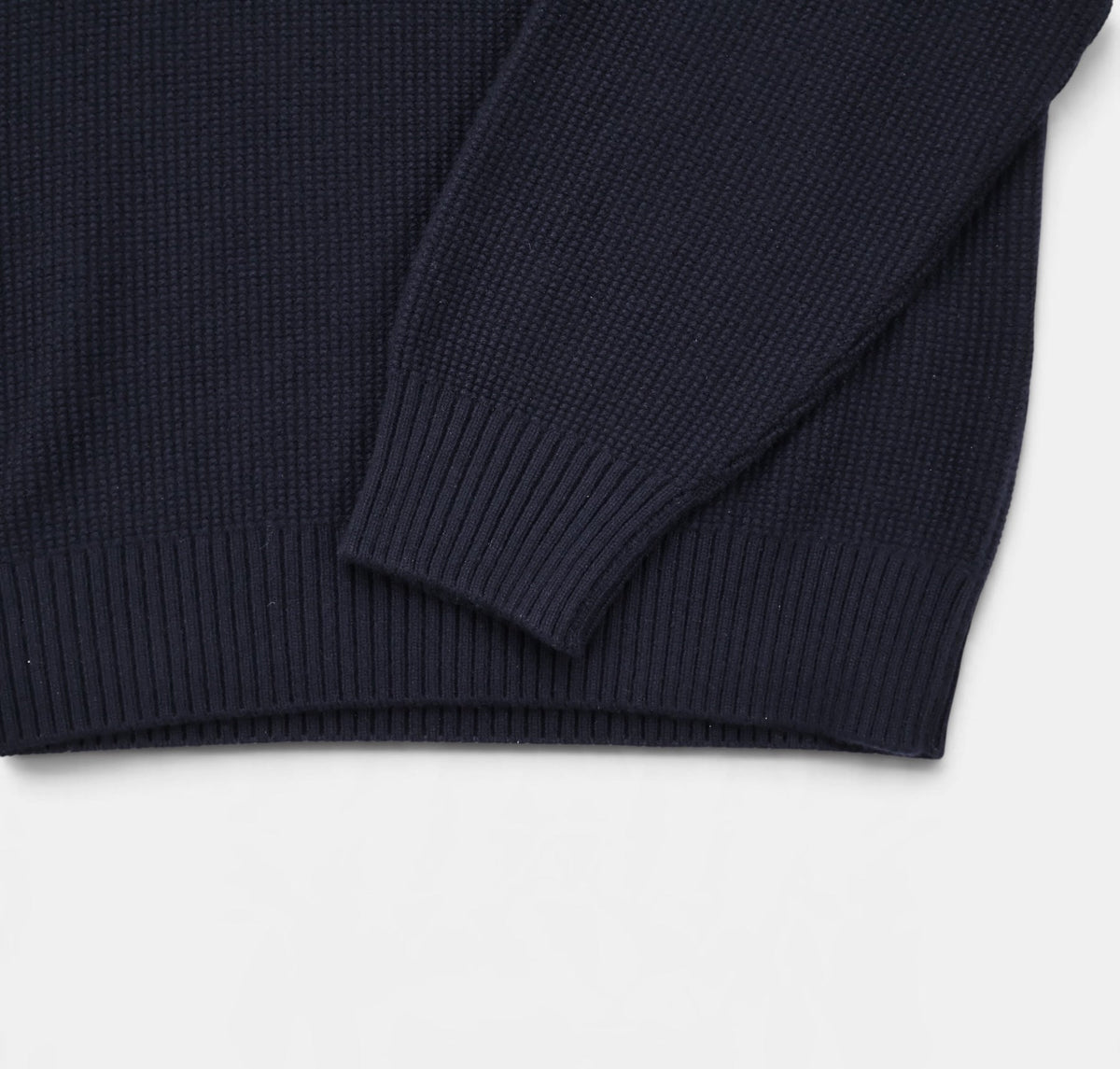 Navy Castorino Baby Cashmere Half-Zip Bomber