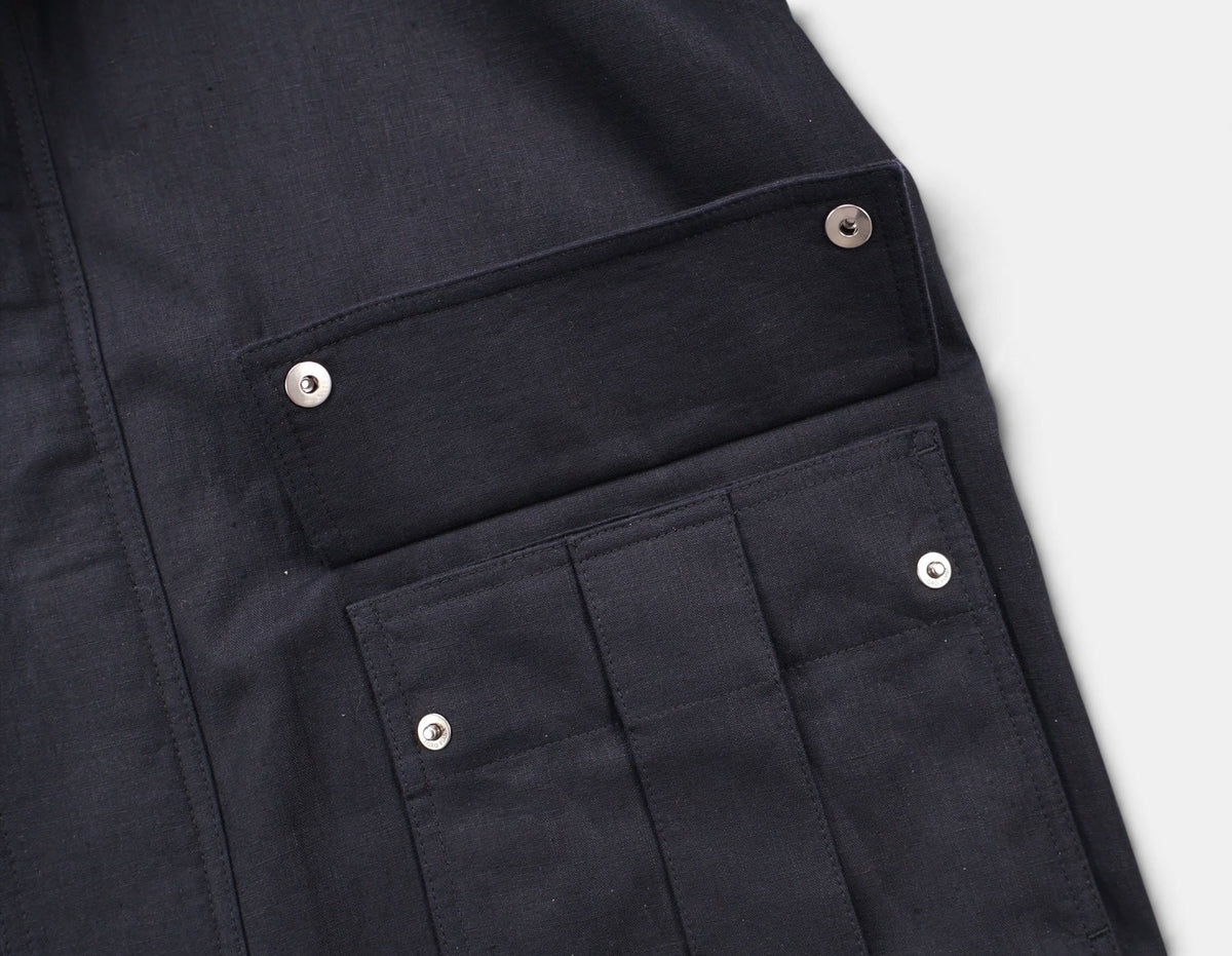 Navy Kody Linen Blouson Jacket