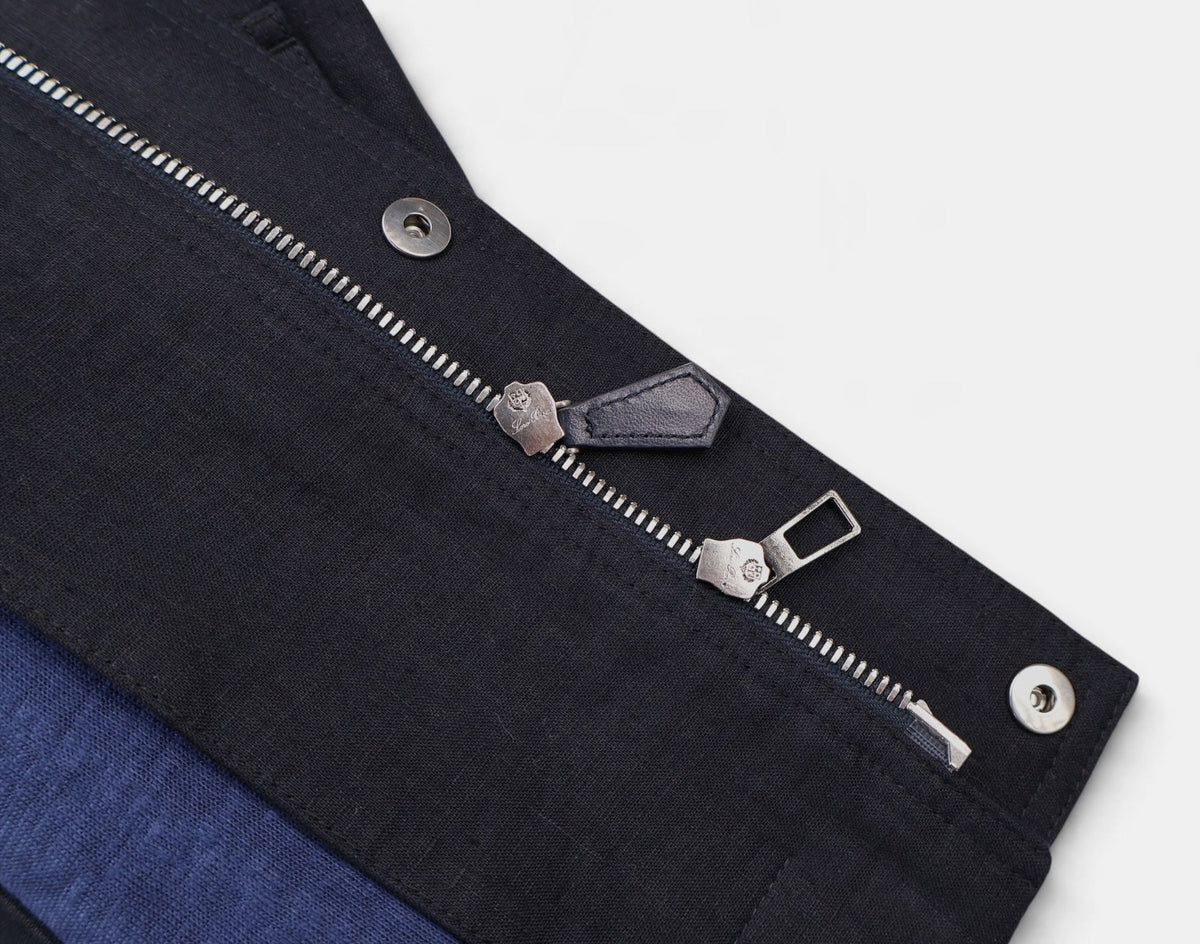 Navy Kody Linen Blouson Jacket