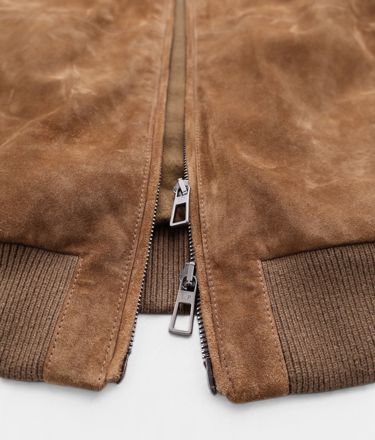 Brown Suede Cashmere Hooded Bomber Jacket