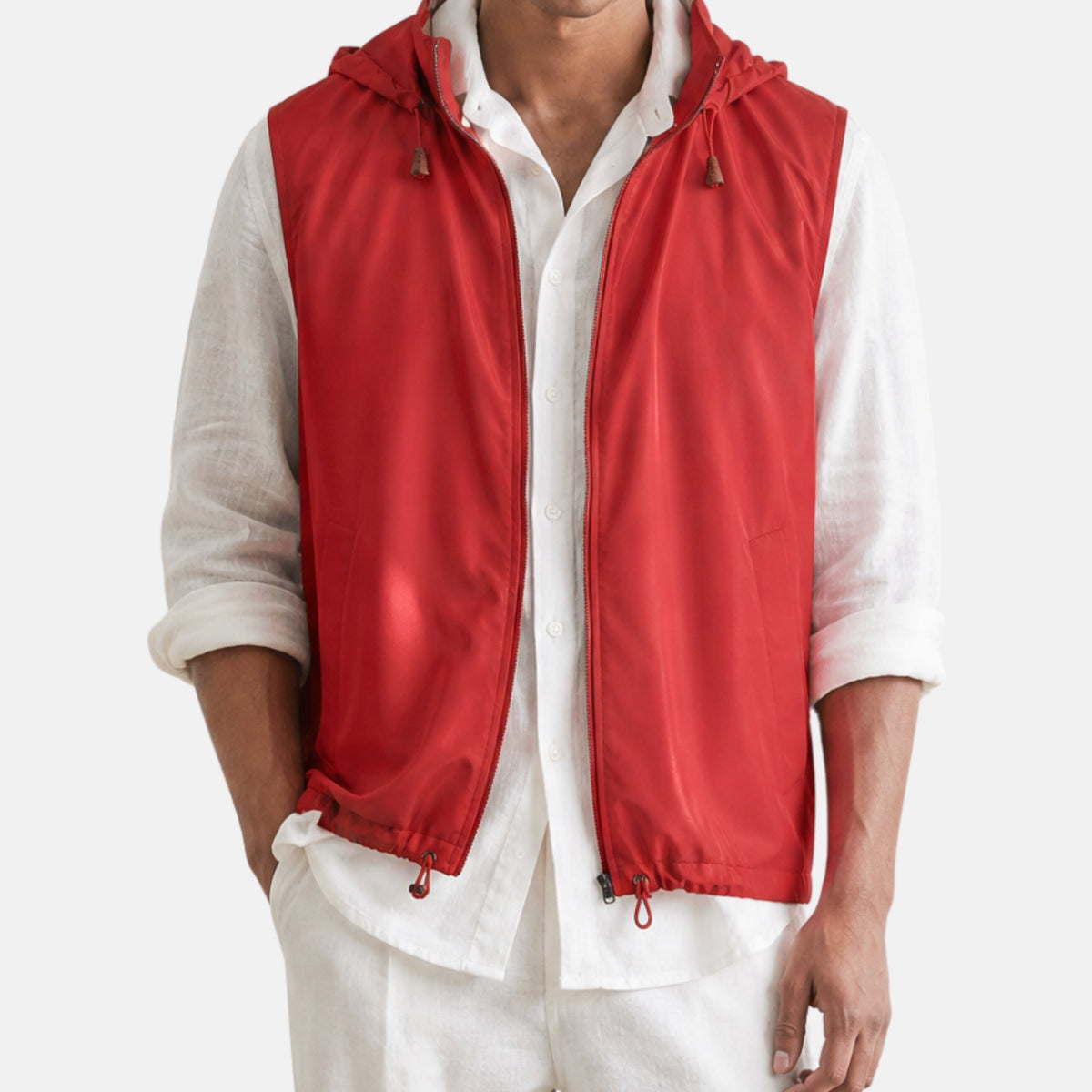 Red-Offwhite/Striped Reversible Vest (S)