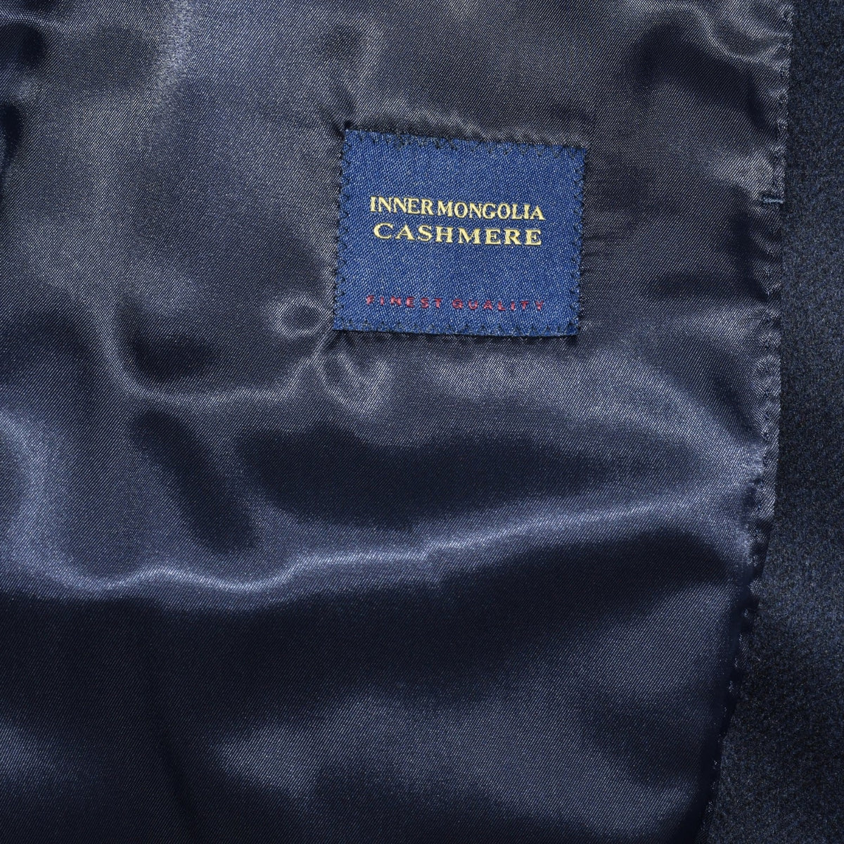 Dark Navy Herringbone Cashmere Coat