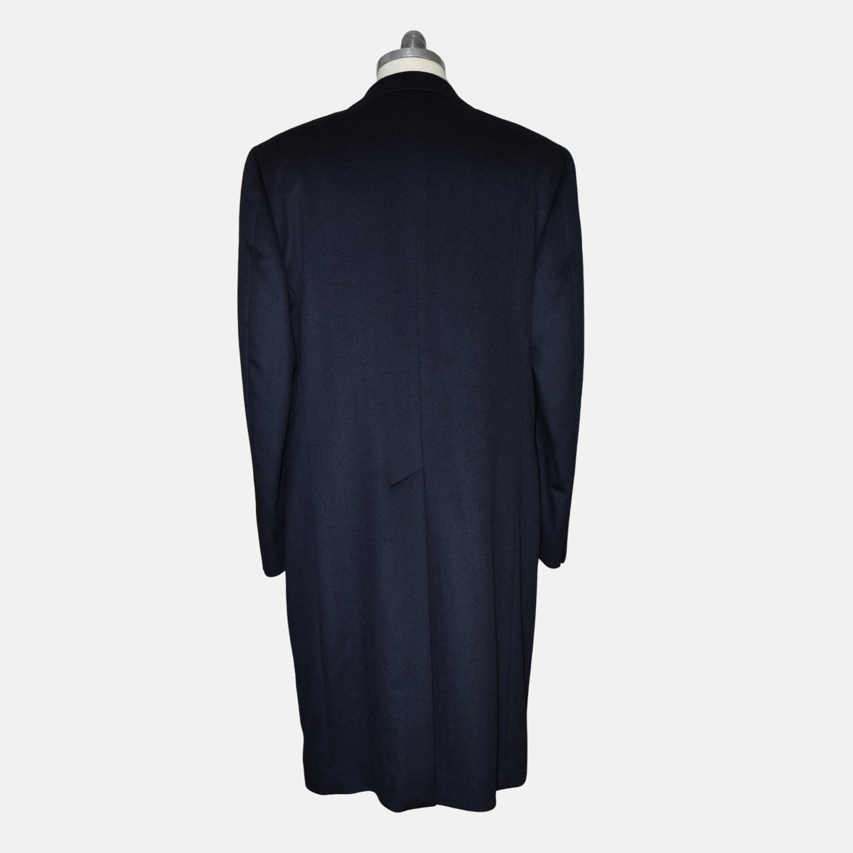 Dark Navy Herringbone Cashmere Coat