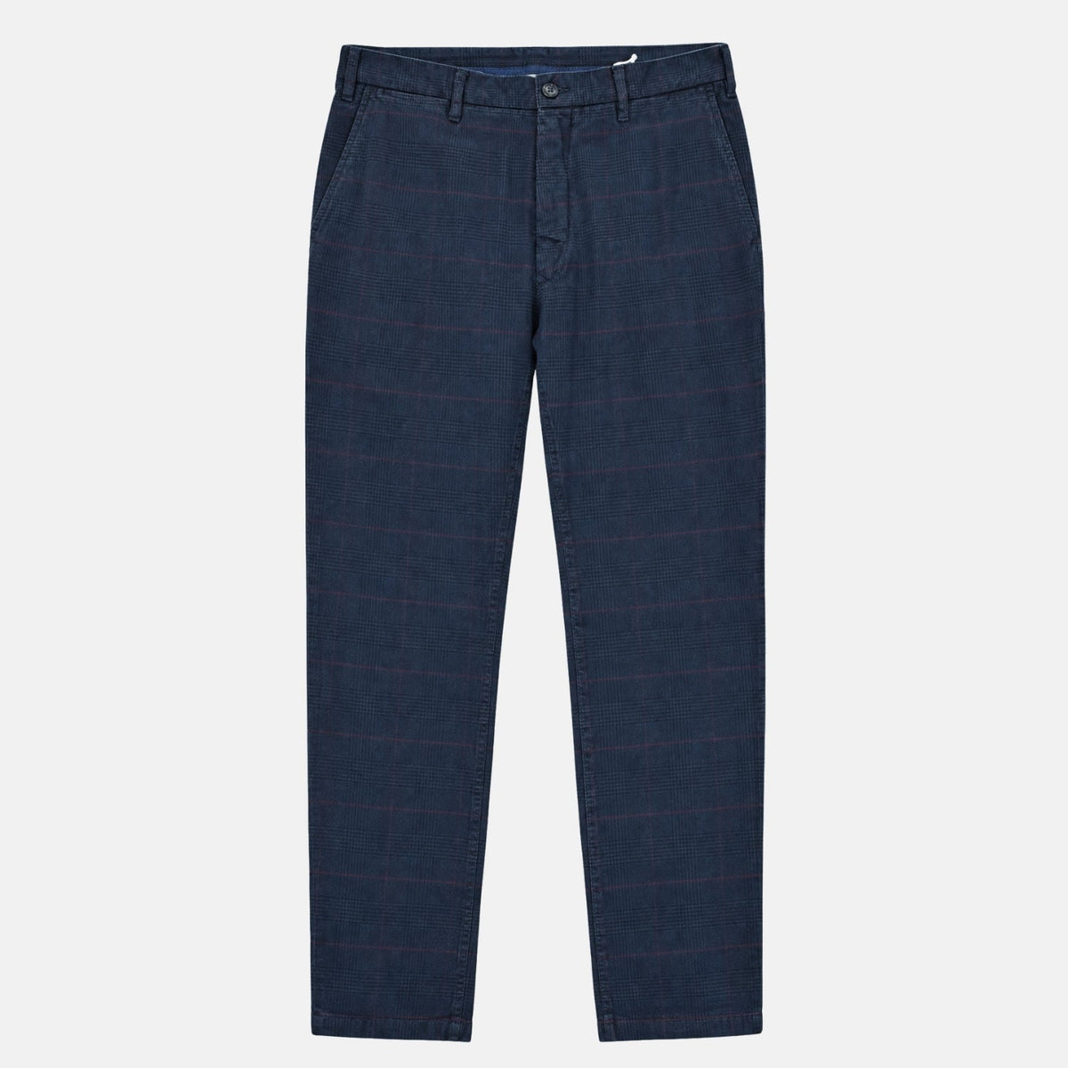 Navy Glen Check Cotton-Blend Pants