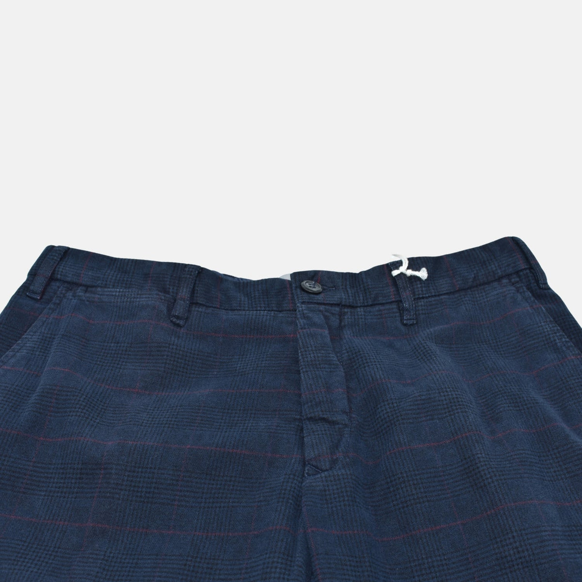 Navy Glen Check Cotton-Blend Pants