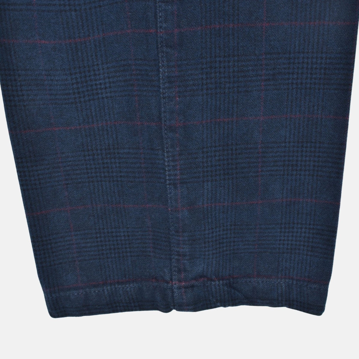 Navy Glen Check Cotton-Blend Pants