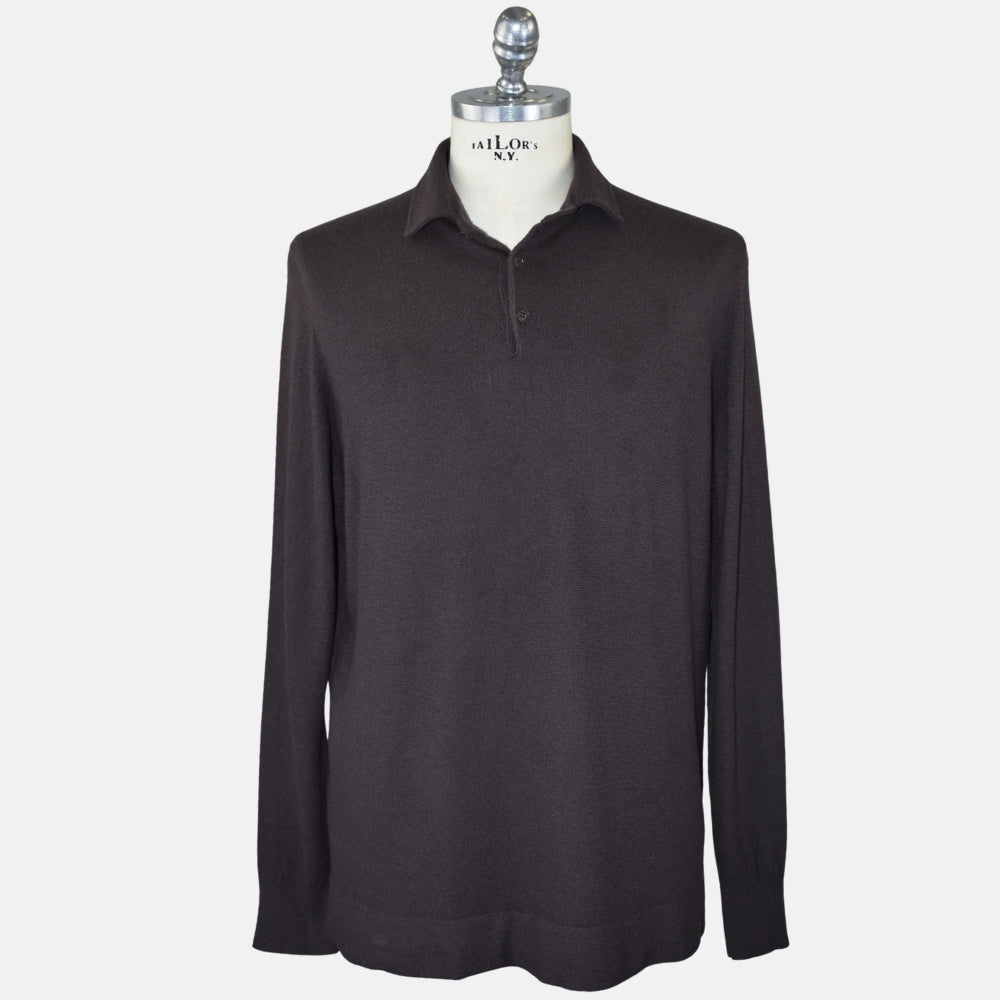 Dark Brown Baby Cashmere Longsleeve Polo (EU 56)