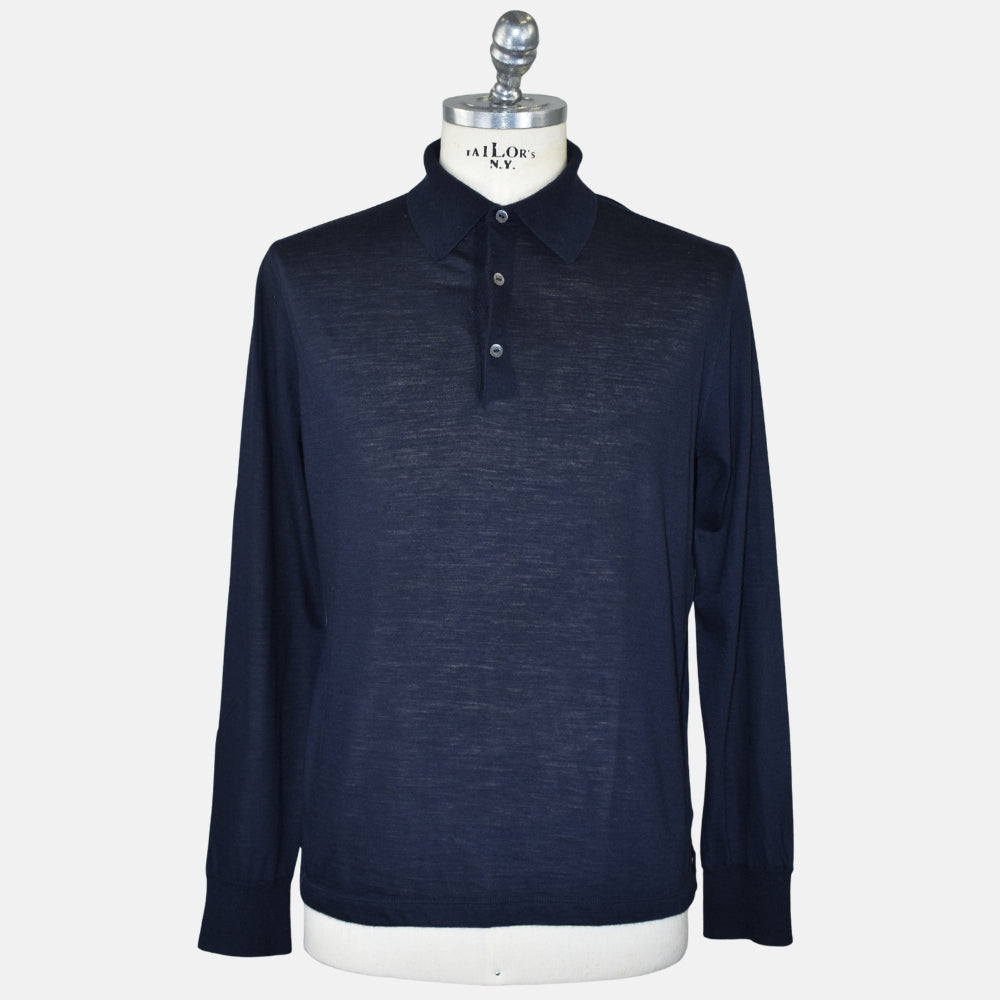 Navy Cashmere Longsleeve Polo (XL)