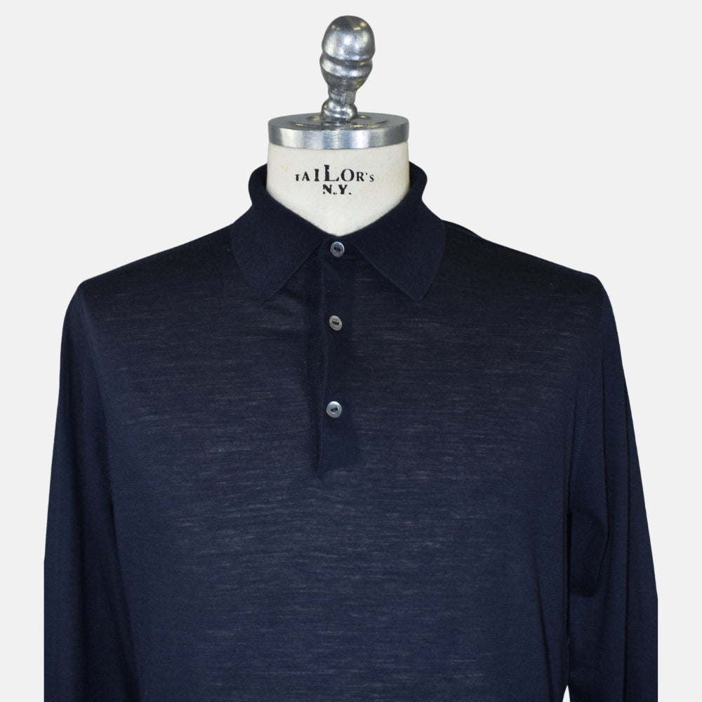Navy Cashmere Longsleeve Polo (XL)