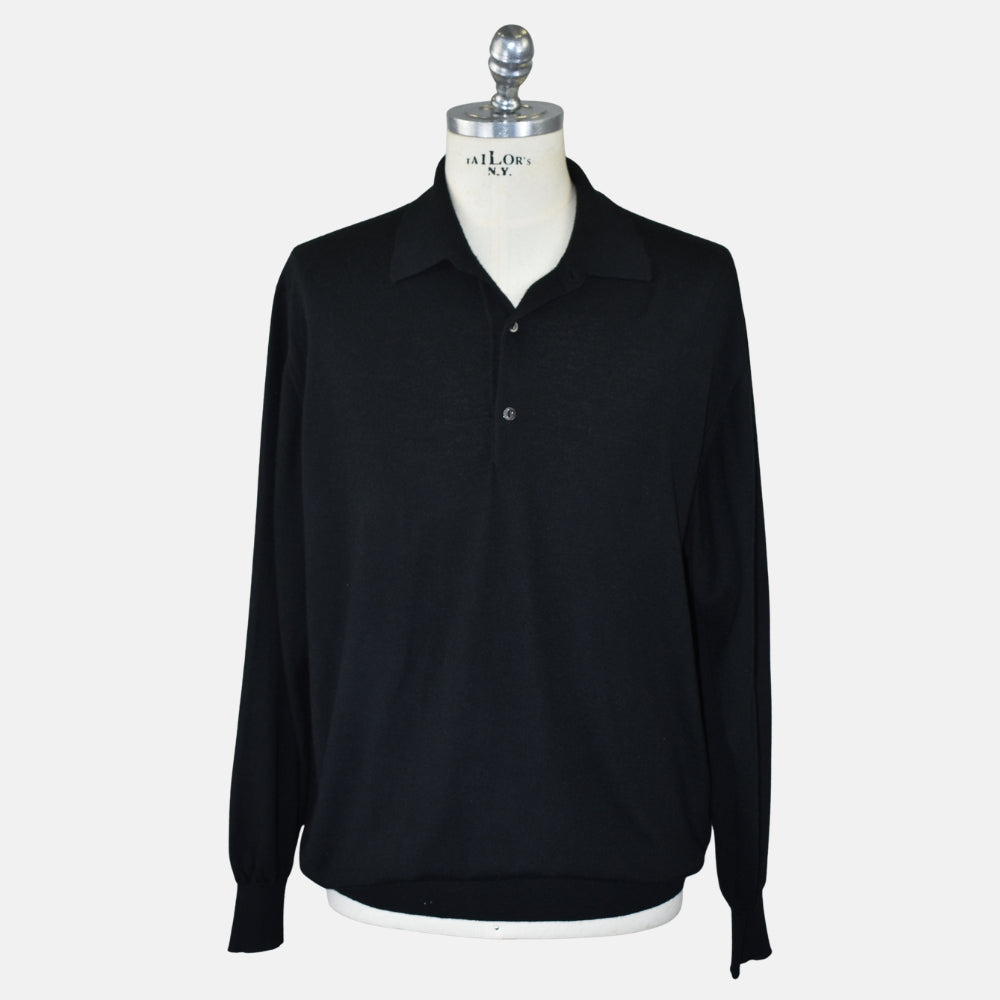 Black Cashmere Longsleeve Polo (EU 58)