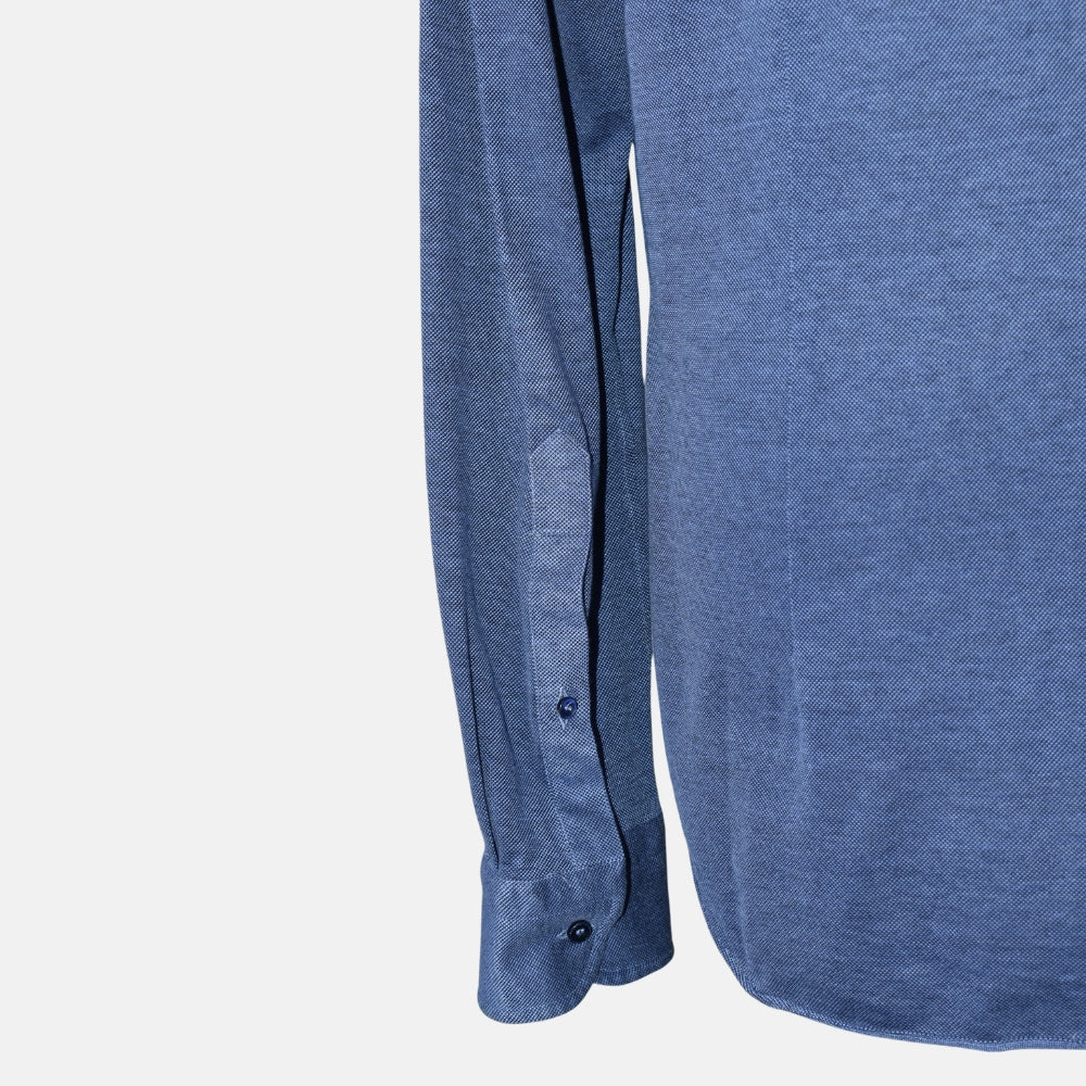 Blue Piqué Cotton Shirt (XXL)