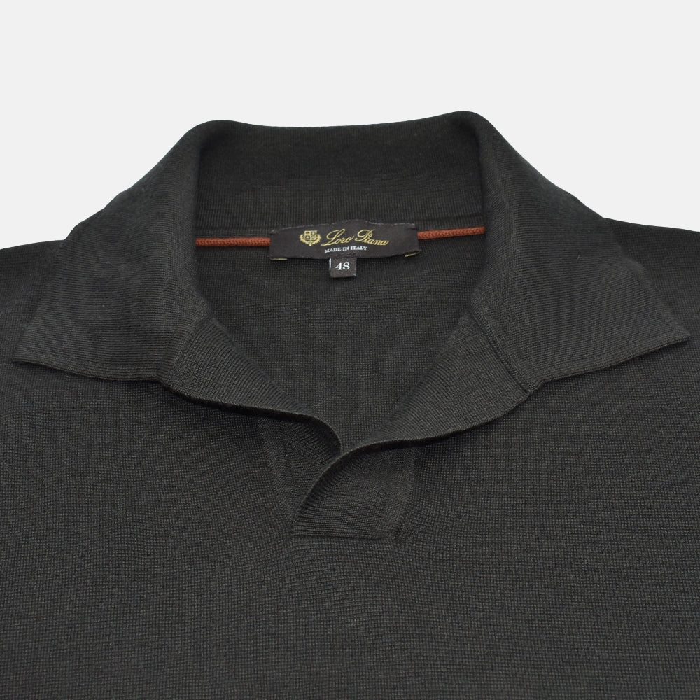 Khaki Virgin Wool Polo-Sweater (EU 48)