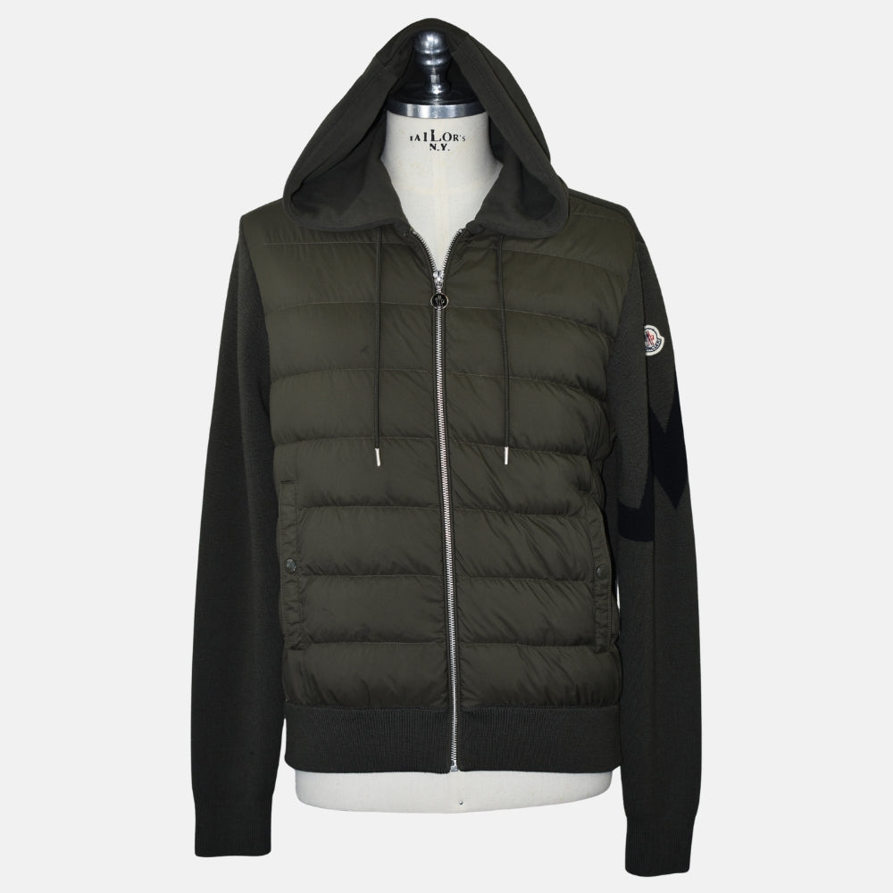 Khaki Hybrid Fabric Down Jacket (L)