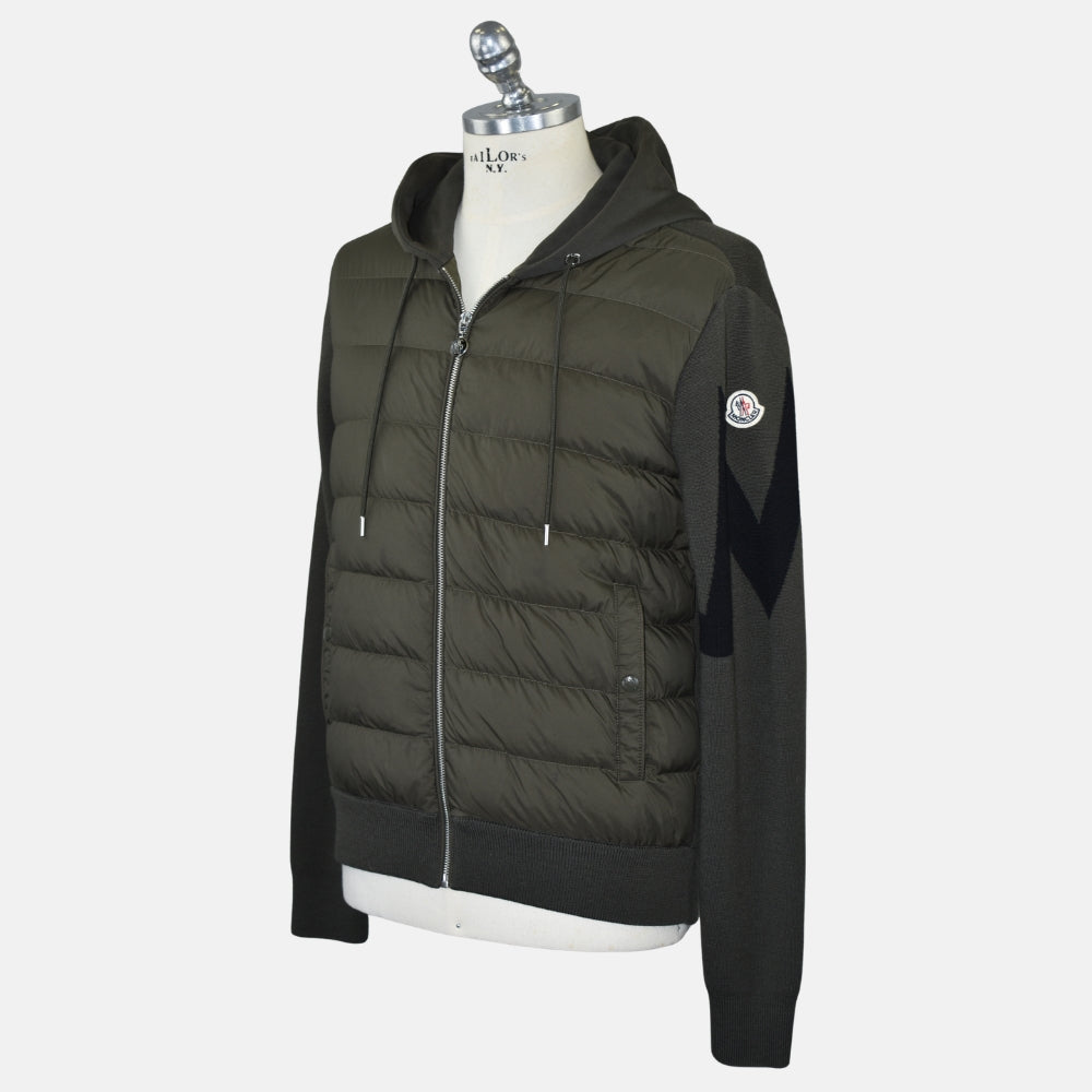 Khaki Hybrid Fabric Down Jacket (L)