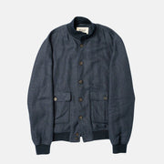 Navy Patterned Linen Blouson (EU 48)