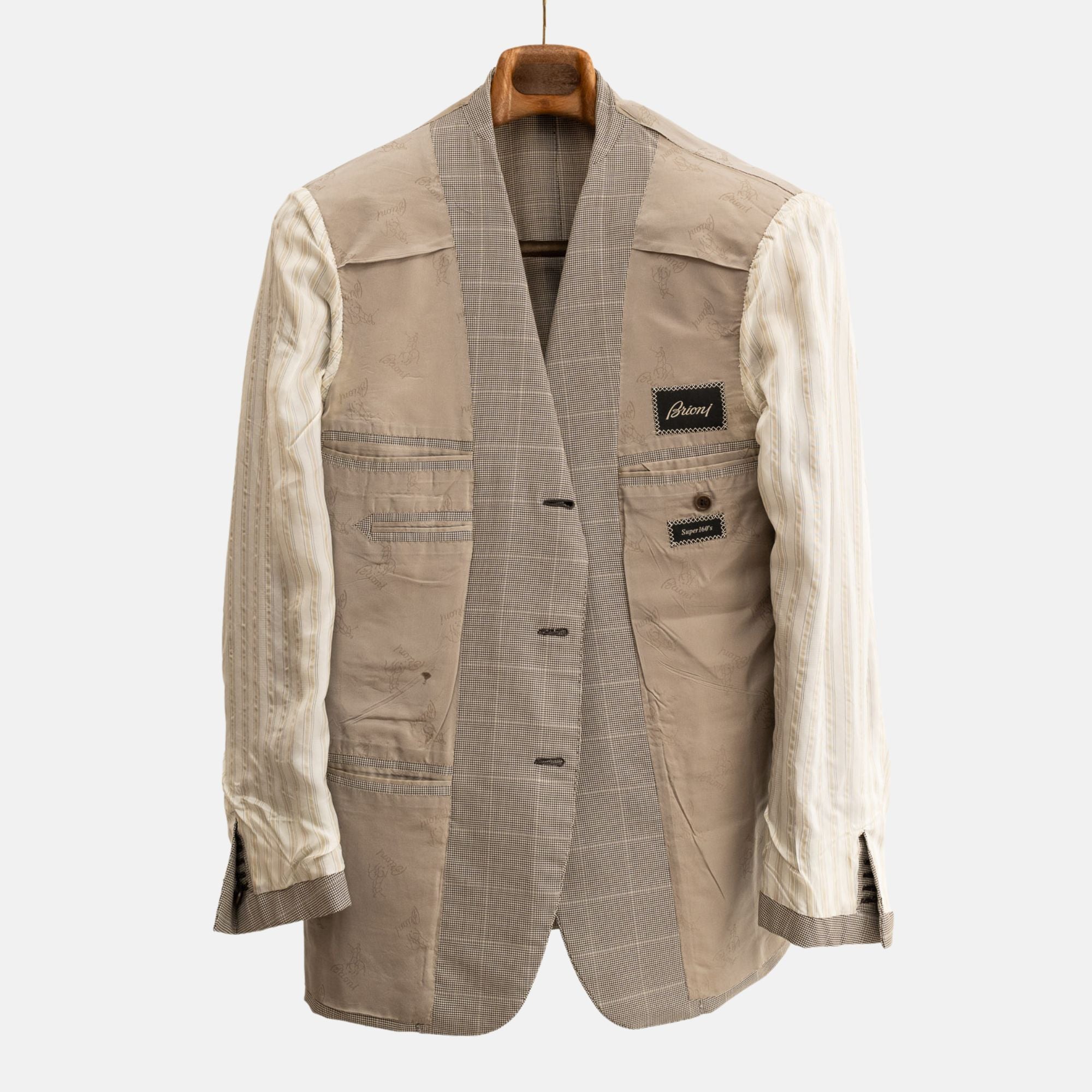 Brown/Creme Houndstooth Patterned Suits made of Wool (EU 52)