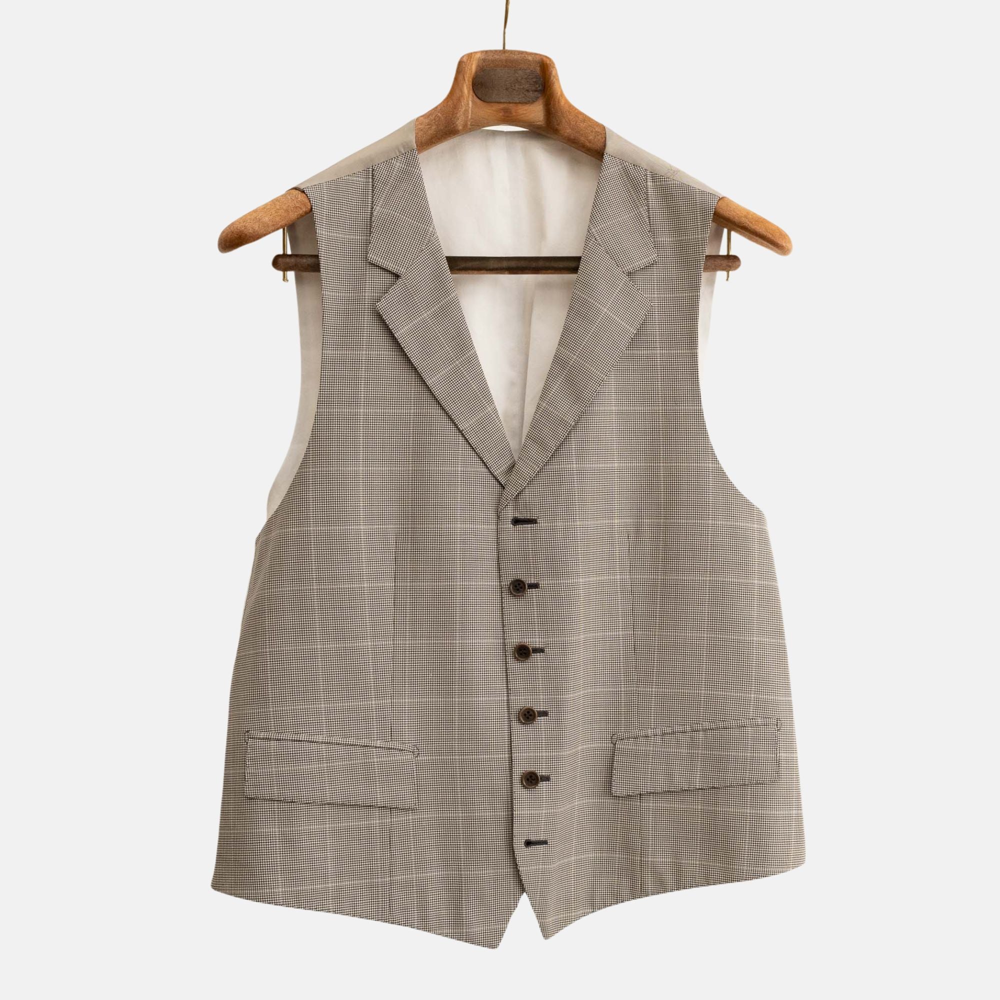Brown/Creme Houndstooth Patterned Suits made of Wool (EU 52)