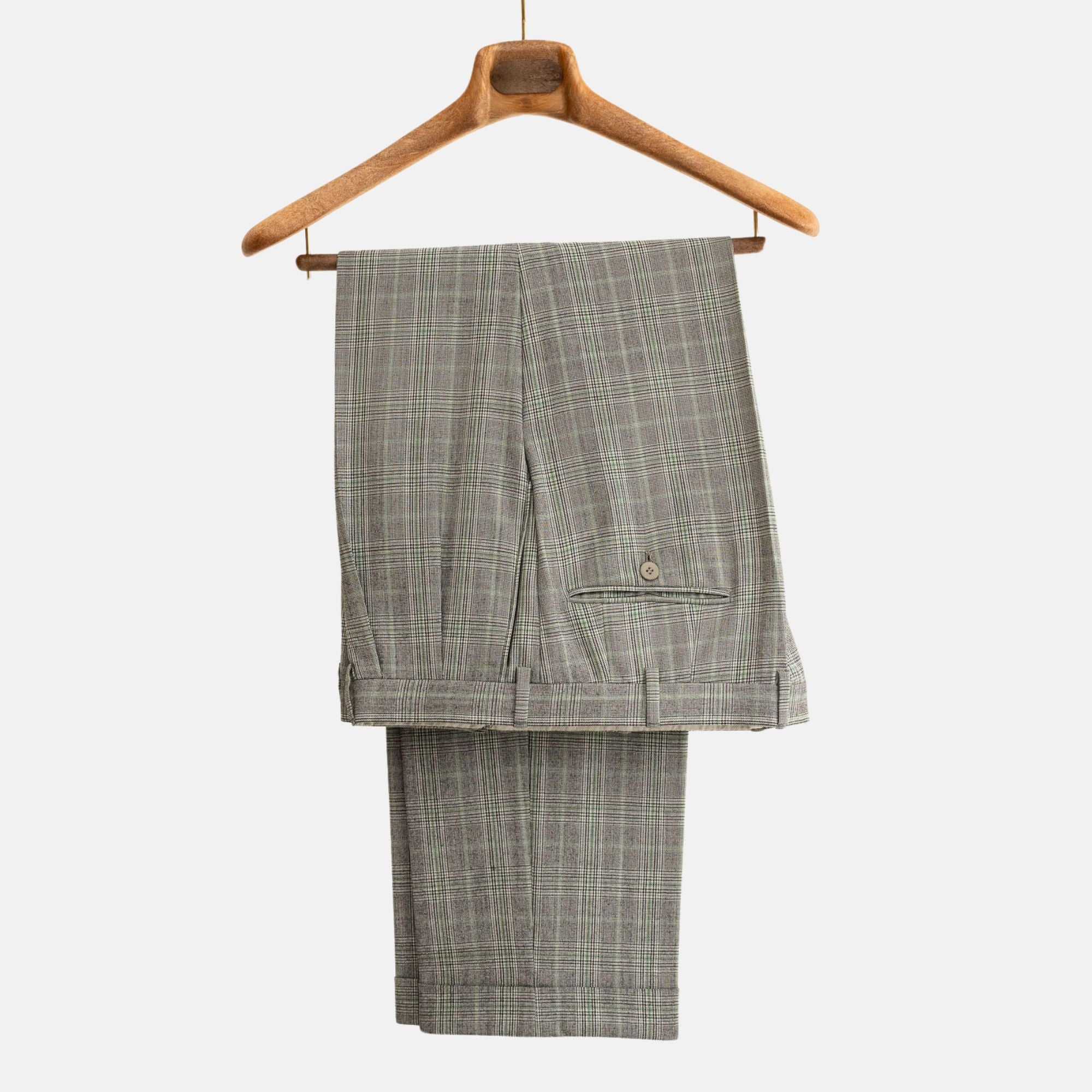 Grey/Green Patterned Suit made of Wool (EU 52)