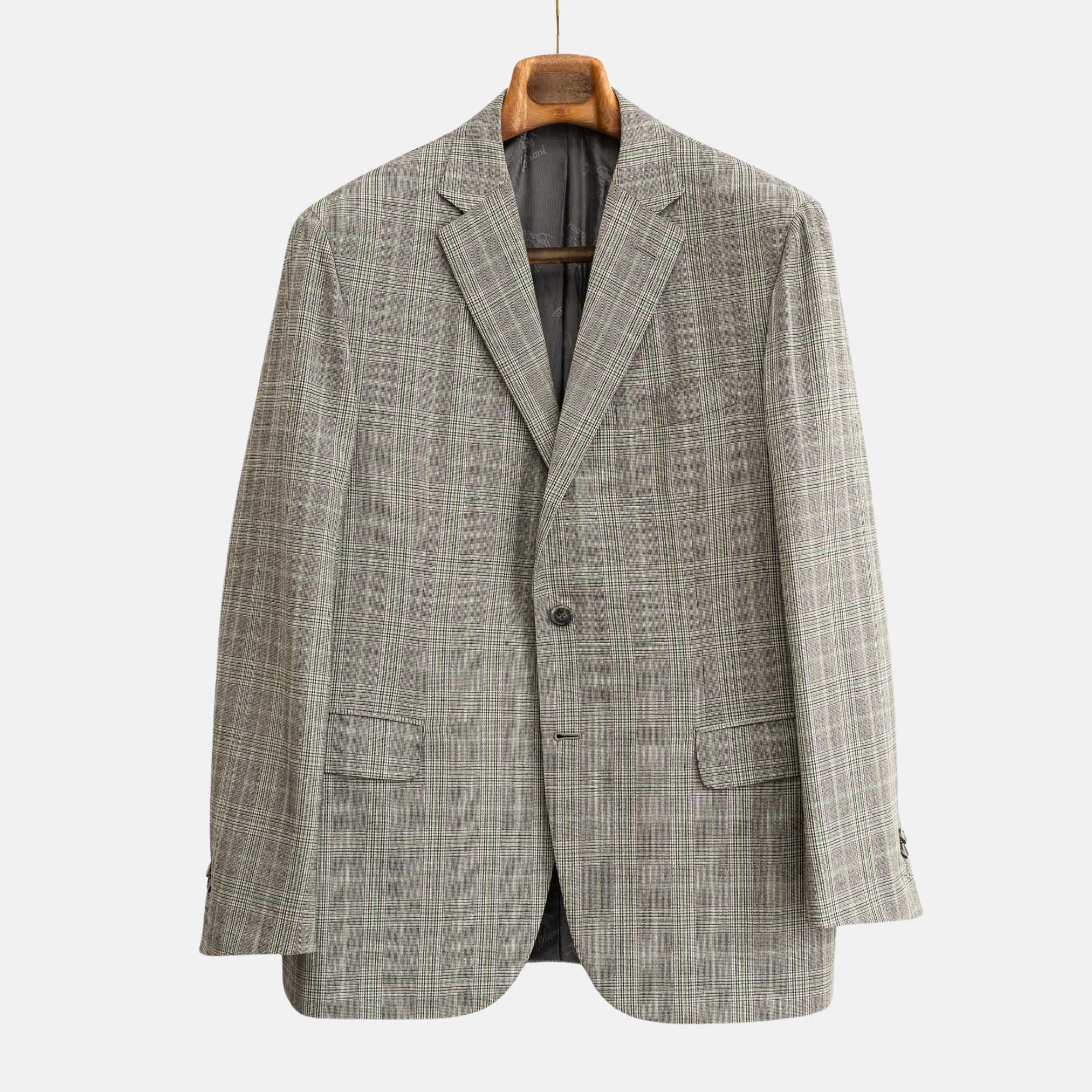Grey/Green Patterned Suit made of Wool (EU 52)