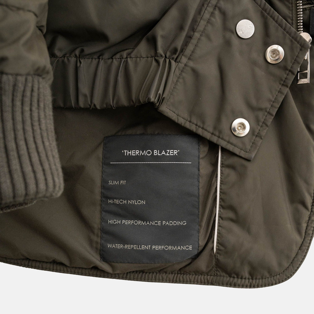 Olivgrüne Jacke aus Polyester/Leder (EU 48)