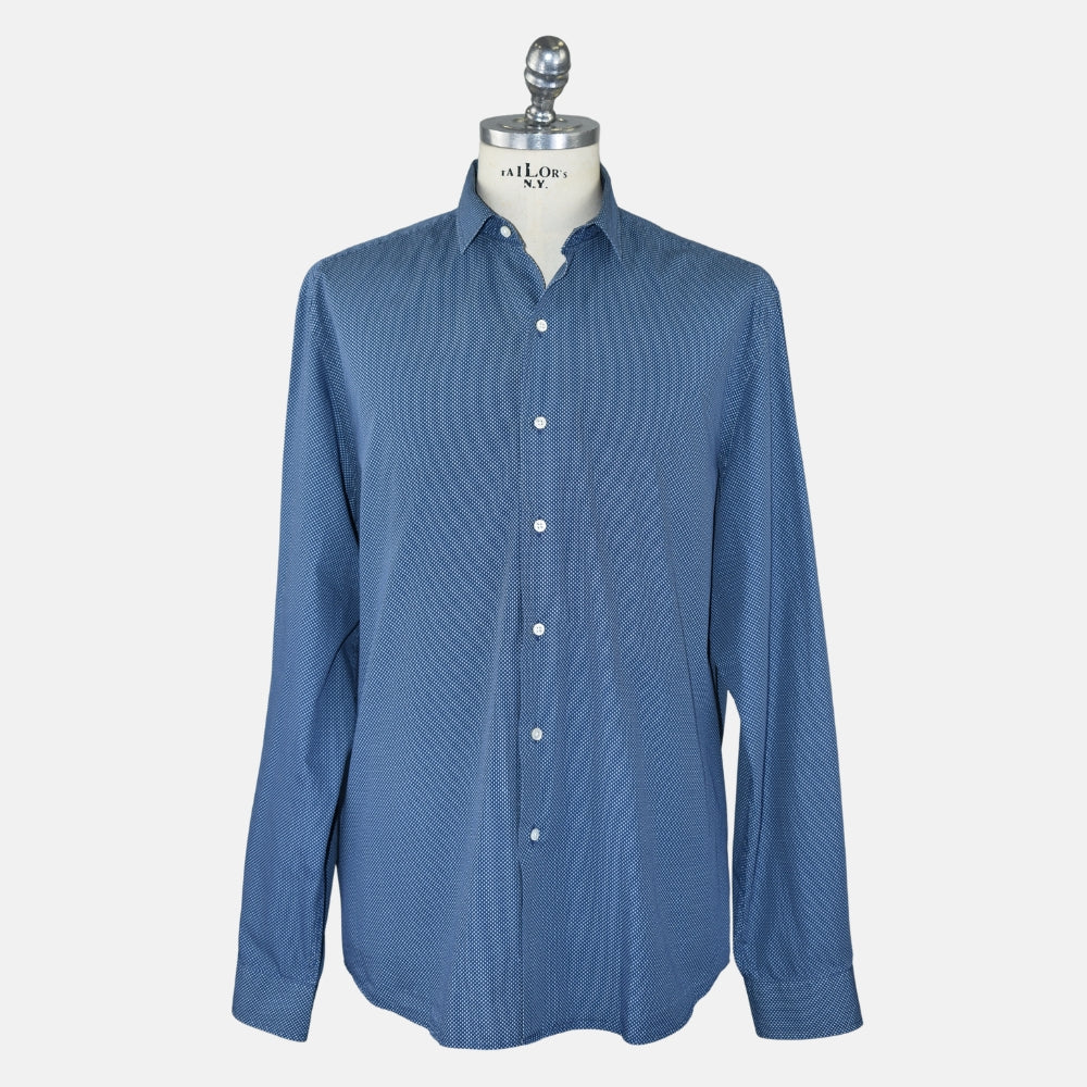 Blue-White Cotton Patterned Shirt (EU 44)