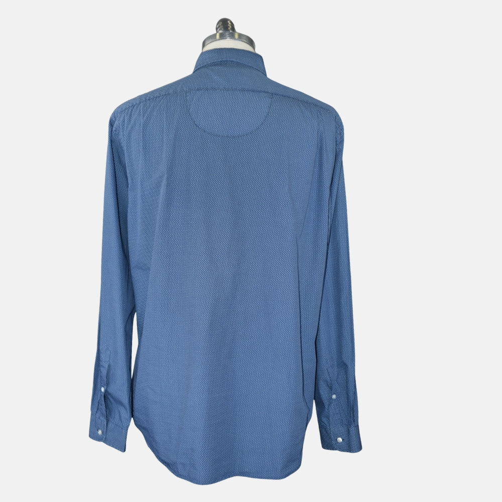 Blue-White Cotton Patterned Shirt (EU 44)